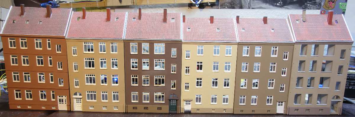 Row of scenery houses fully assembled - the skylights are still missing -2015
